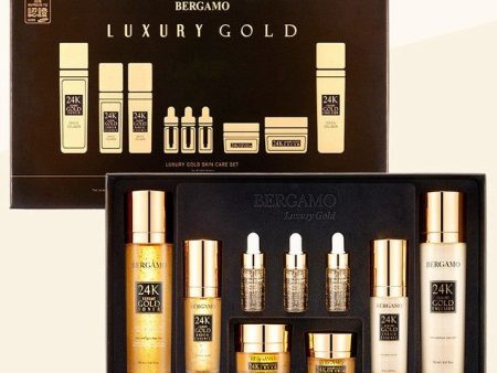 BERGAMO Real 24K Gold 9-piece Basic Cosmetics Set Gold Collagen Hot on Sale