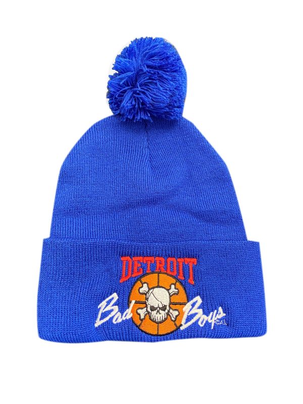 Detroit Bad Boys Cuffed Beanie with Pom - Royal For Sale