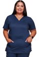 Cherokee Women s Revolution 3-Pocket V-Neck Top - Navy For Cheap