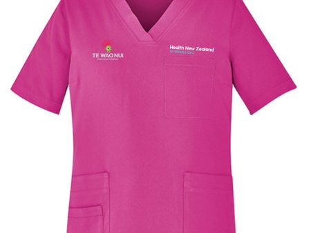 Unisex Pink V-Neck Scrub Top Hot on Sale