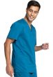 Cherokee Men s 3-Pocket V-Neck Top - Caribbean Blue For Discount