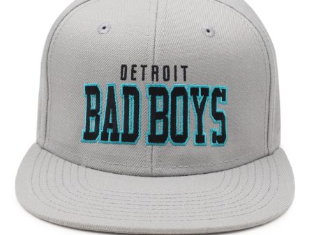 Detroit Bad Boys Flat Bill Lt Grey with Bold Teal Online Hot Sale