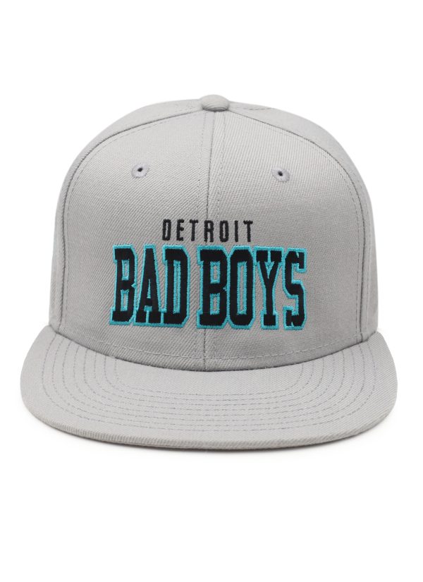 Detroit Bad Boys Flat Bill Lt Grey with Bold Teal Online Hot Sale