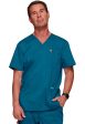 Cherokee Men s 3-Pocket V-Neck Top - Caribbean Blue For Discount