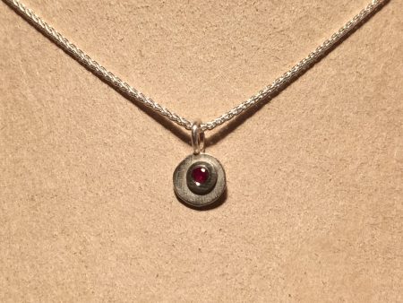 Sterling Silver and Ruby Disco Pendant Necklace by Dahlia Kanner Discount