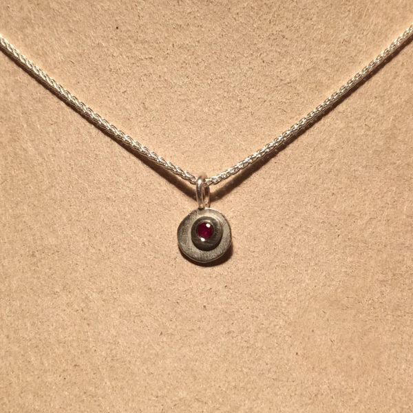 Sterling Silver and Ruby Disco Pendant Necklace by Dahlia Kanner Discount