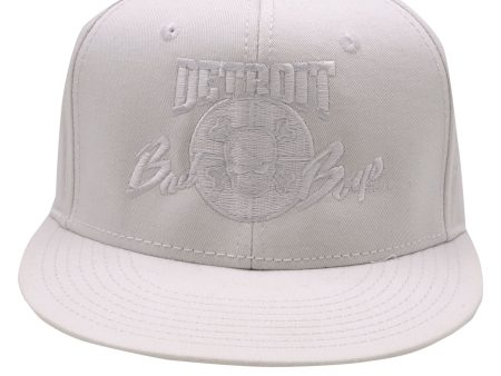 Detroit Bad Boys Flat Bill Snapback Cap - Tone on Tone Wht Online