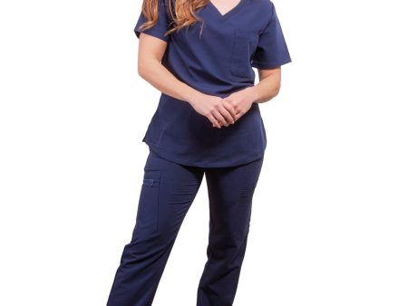 simply-scrubs Women s 8 pocket Cargo Set - Navy Blue Fashion