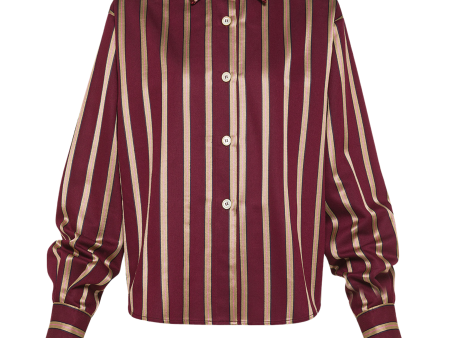 Cropped Stripe Satin Shirt For Sale