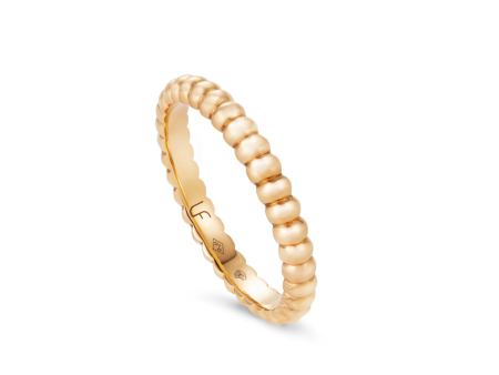 Beaded Thin 18K Rose Gold Satin Ring For Sale