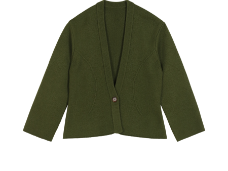 Dali Green Merino Wool Cardigan For Cheap