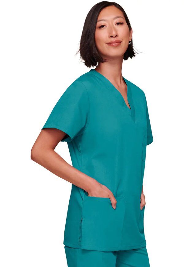 Cherokee Unisex 3-pocket V-Neck Top - Teal Supply