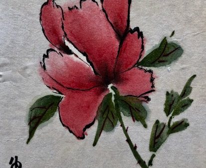 Original Flower Watercolor Card by Sanford Schatz Online Hot Sale