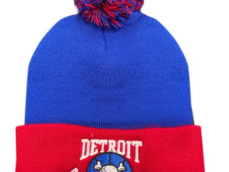 Detroit Bad Boys Cuffed Beanie with Pom - Royal Red For Discount