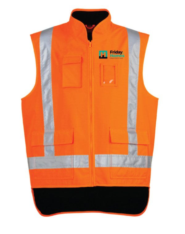 Friday Homes Winter Hi Vis Fleece Lined Vest Fashion