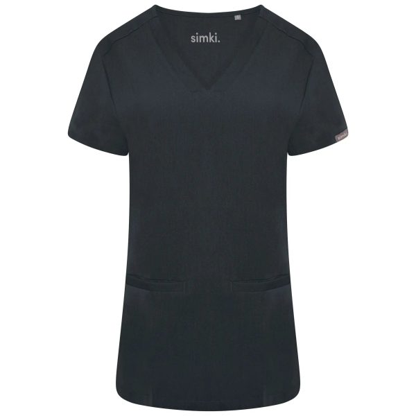 Simki Women s Ari Two Pocket Scrub Top - Soft Black Online now