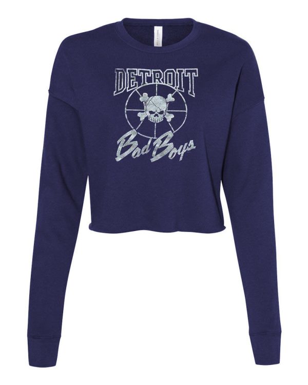 Detroit Bad Boys Ladies Navy Crop Crewneck Sweatshirt Cheap