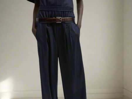 Pinstripe Double Waist Pants Fashion