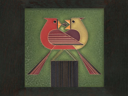 Framed Ceramic  Redbird Romance  Tile by Motawi Tileworks For Cheap