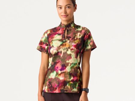 Jaanuu Women s Aria Fit & Flare Mock-Neck Scrub Top - Floral Haze Discount