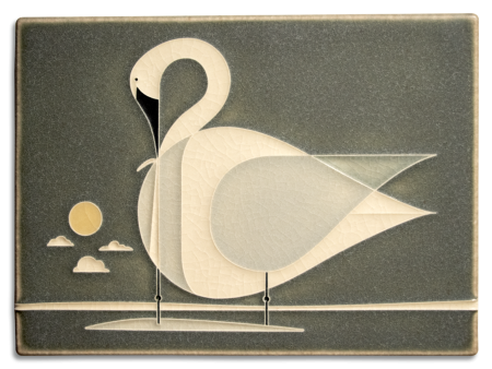 Ceramic  Trumpeter Swan  Tile by Motawi Tileworks For Sale