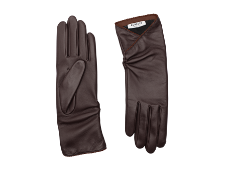 Beatrice Brown Leather Gloves Cheap