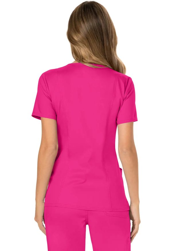 Cherokee Women s 3-Pocket Mock Wrap Top - Electric Pink Discount