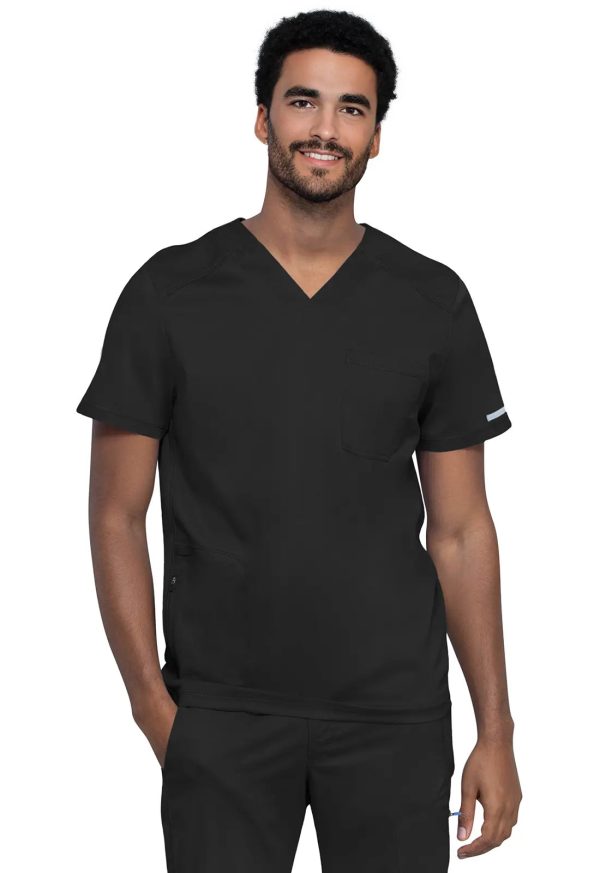 Cherokee Men s 2-Pocket Men s V-Neck Top - Black For Discount