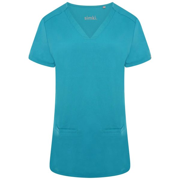 Simki Women s Ari Two Pocket Scrub Top - Teal For Discount