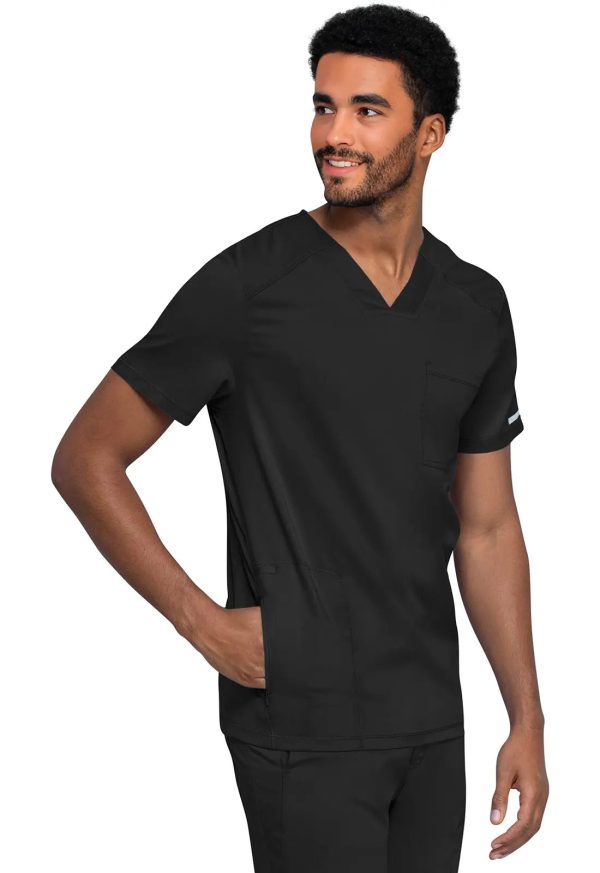 Cherokee Men s 2-Pocket Men s V-Neck Top - Black For Discount