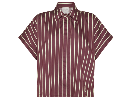 Stripe Satin Boxy Shirt For Sale