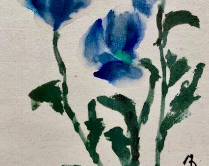 Original Flowers Watercolor Card by Sanford Schatz For Sale