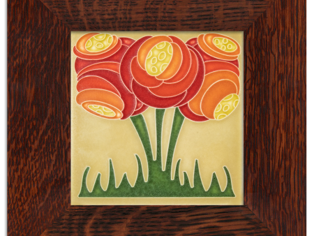 Framed Ceramic  Zoom Blooms  Tile by Motawi Tileworks For Sale