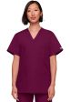 Cherokee Unisex 3-pocket V-Neck Top - Wine Fashion