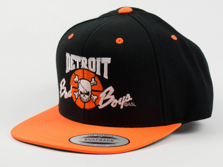 Wholesale * Detroit Bad Boys Flat Bill Orange Snapback Cap For Cheap