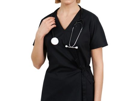 Treat in Style Women s Short-Sleeve Medical Scrub Top - Black on Sale