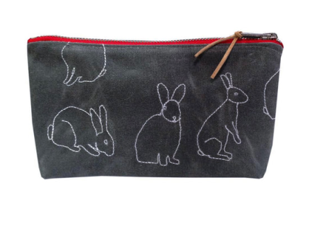 Small Waxed Canvas Rabbits Pouch by K studio Online Sale