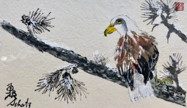 Original Eagle Watercolor Card by Sanford Schatz For Discount