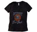 Wholesale * Detroit Bad Boys Distressed Logo Ladies V-Neck T-Shirt For Sale