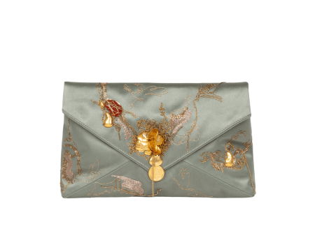 Embroidered Green Envelope Clutch Online Hot Sale