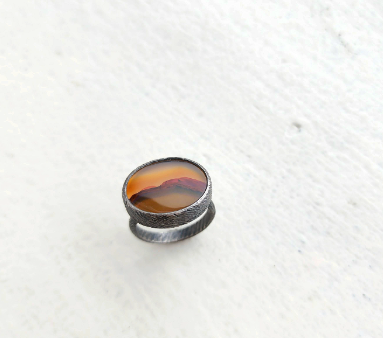 Agate and Oxidized Sterling Silver Ring by Heather Guidero For Cheap