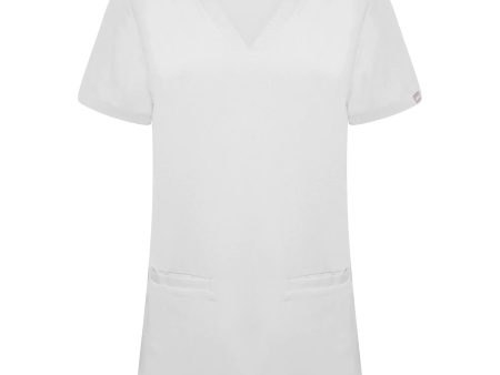 Simki Women s Ari Two Pocket Scrub Top - White on Sale