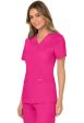 Cherokee Women s 3-Pocket Mock Wrap Top - Electric Pink Discount