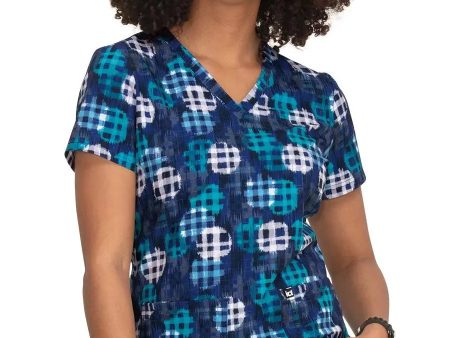 Koi Women s Early Energy Top - Moonlight Plaid Online now