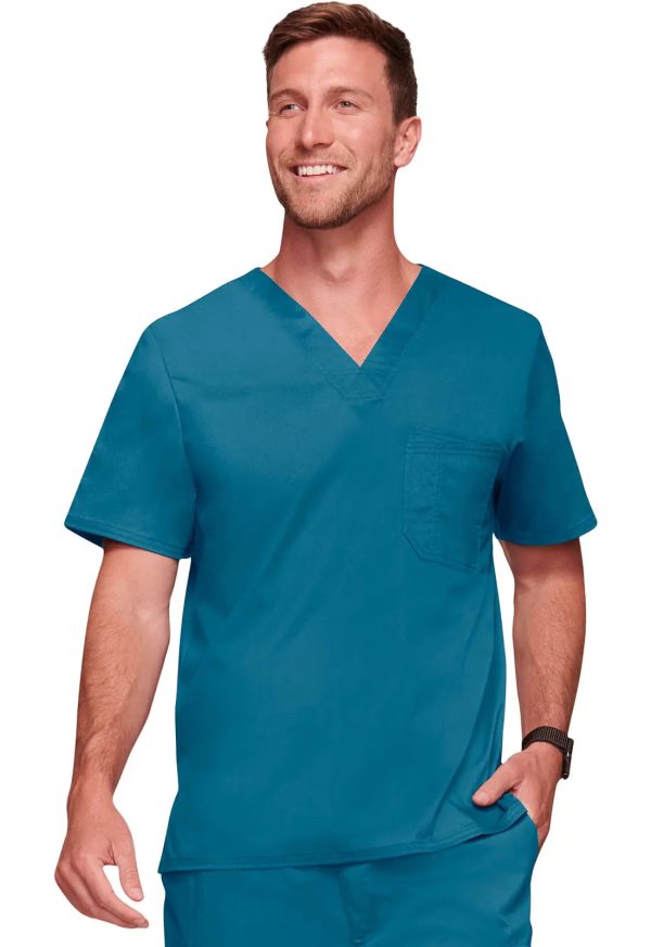 Cherokee Men s Tuckable V-Neck Top - Caribbean Blue For Discount