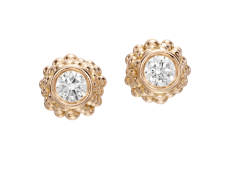 Beaded Teton Rose Gold Diamond Earrings Discount