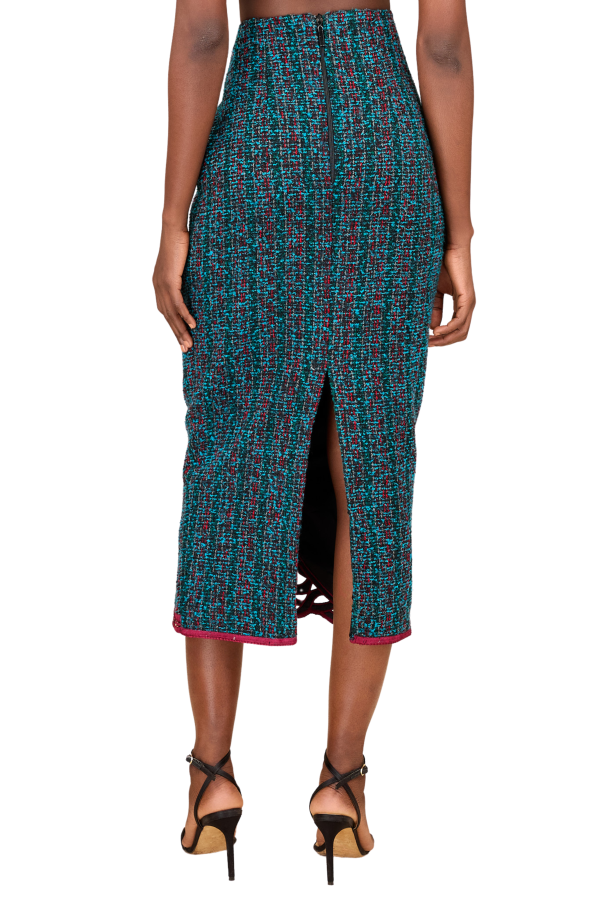 Abby Teal Tweed Skirt on Sale