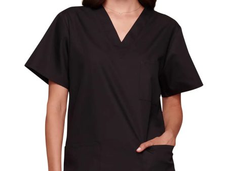 Cherokee Unisex 3-pocket V-Neck Top - Black For Sale