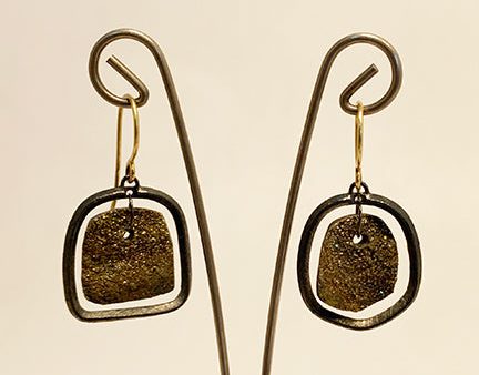 Pyrite Druzy Frame Earrings by Heather Guidero Online Sale