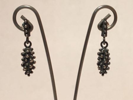 Oxidized Sterling Silver, Two Piece, Bumpy, Drop Stud Earrings by Dahlia Kanner Online now